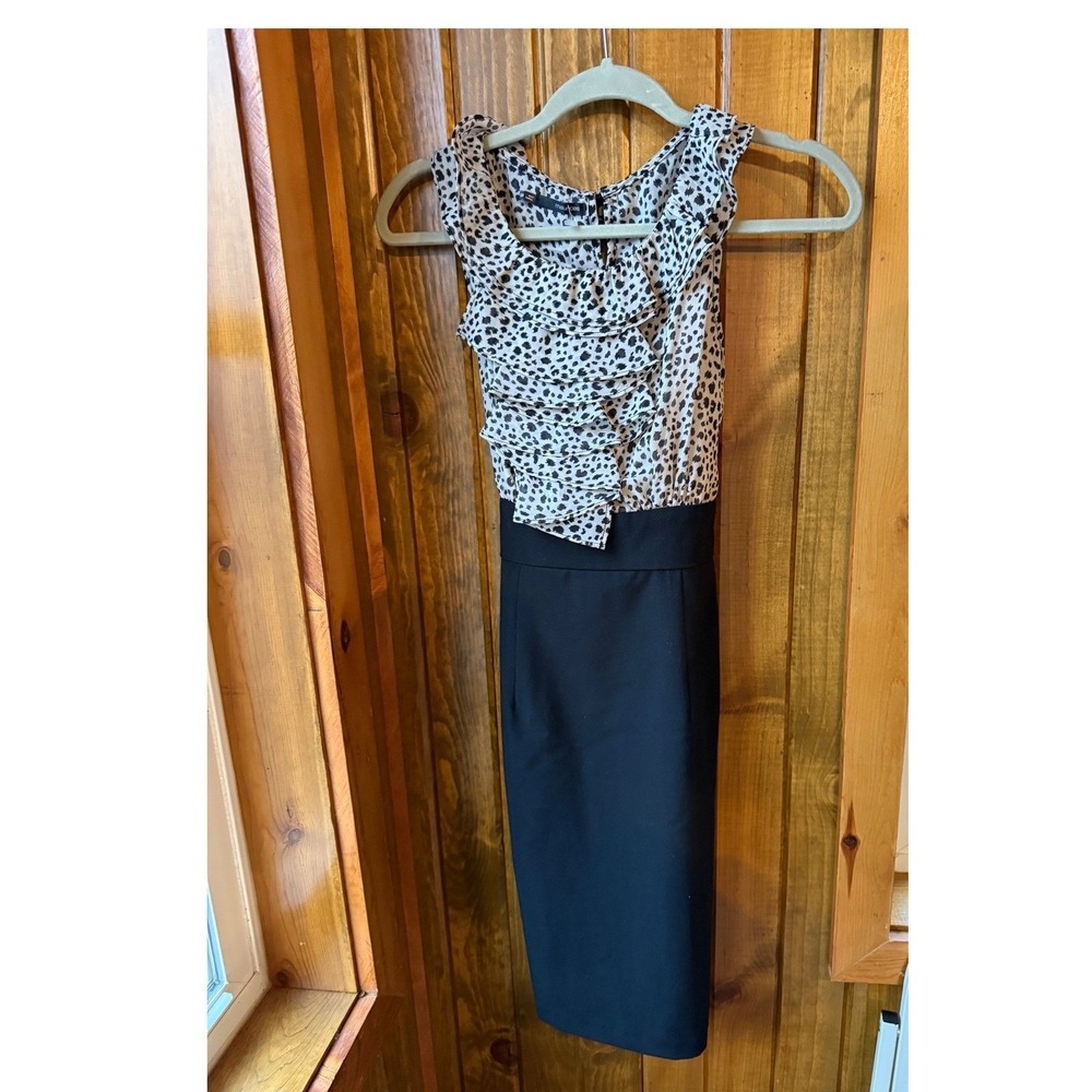 Maurices Leopard Print Ruffle Bodice Sheath Dress Black Pencil Skirt Size 5/6